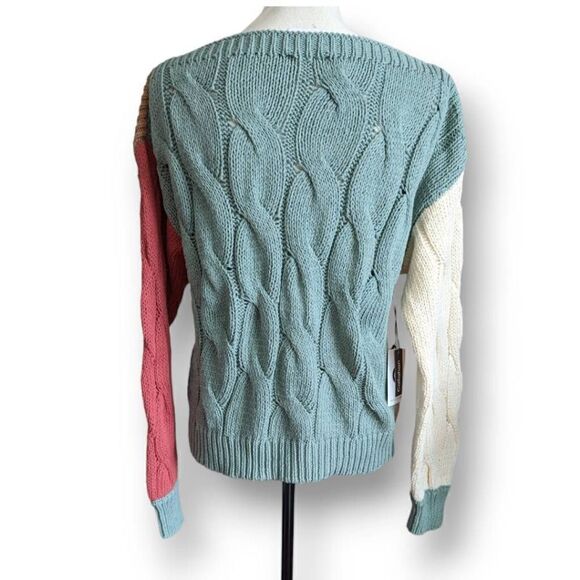 NWT Callahan Knitwear Colorblock Boatneck Knit Sweater Size Small - Picture 2 of 11